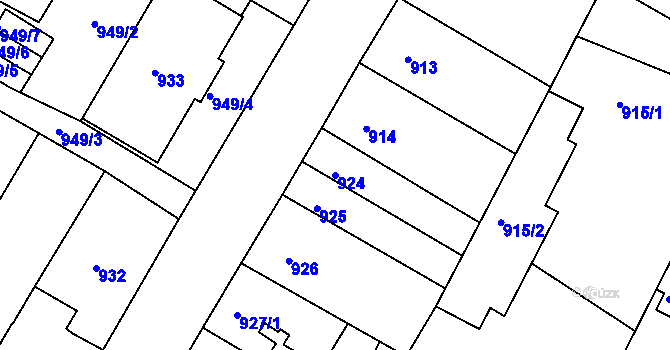 Parcela st. 924 v KÚ Teplice, Katastrální mapa