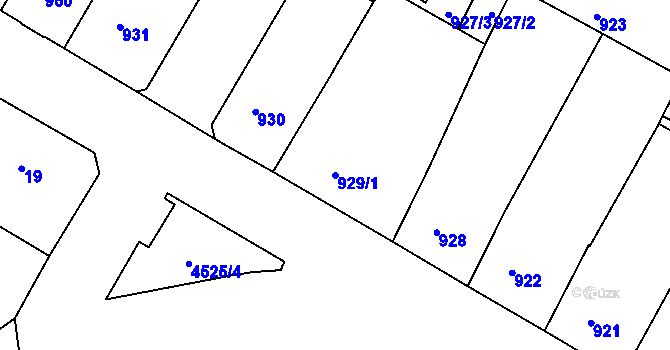 Parcela st. 929/1 v KÚ Teplice, Katastrální mapa