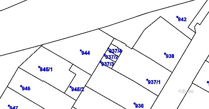 Parcela st. 937/2 v KÚ Teplice, Katastrální mapa