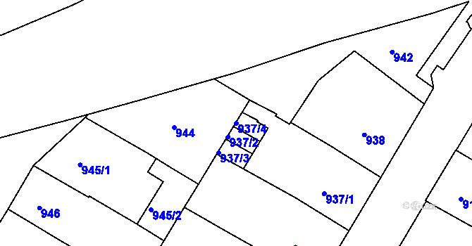 Parcela st. 937/4 v KÚ Teplice, Katastrální mapa