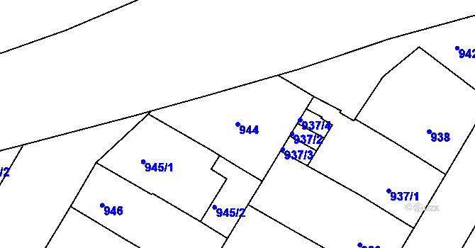 Parcela st. 944 v KÚ Teplice, Katastrální mapa