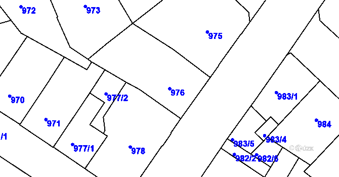Parcela st. 976 v KÚ Teplice, Katastrální mapa