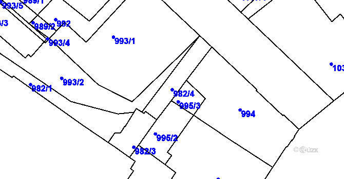 Parcela st. 982/4 v KÚ Teplice, Katastrální mapa