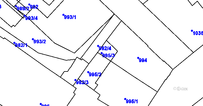 Parcela st. 995/3 v KÚ Teplice, Katastrální mapa