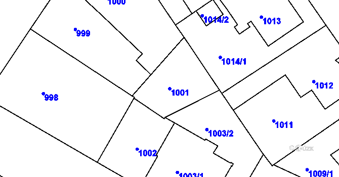 Parcela st. 1001 v KÚ Teplice, Katastrální mapa