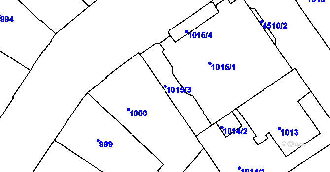 Parcela st. 1015/3 v KÚ Teplice, Katastrální mapa