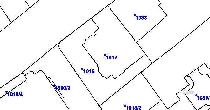 Parcela st. 1017 v KÚ Teplice, Katastrální mapa