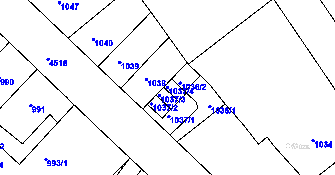 Parcela st. 1037/4 v KÚ Teplice, Katastrální mapa