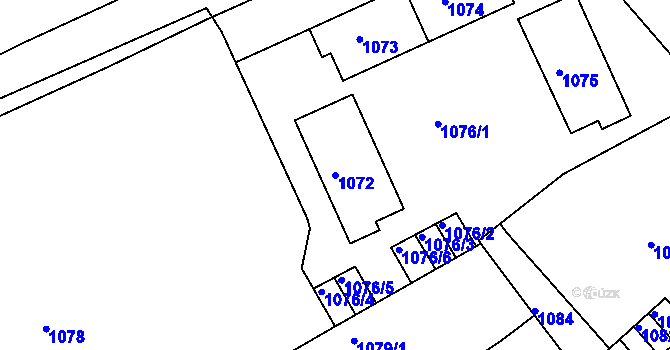 Parcela st. 1072 v KÚ Teplice, Katastrální mapa