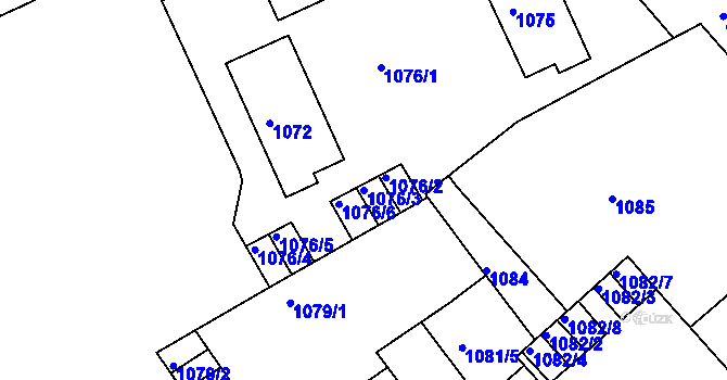 Parcela st. 1076/3 v KÚ Teplice, Katastrální mapa