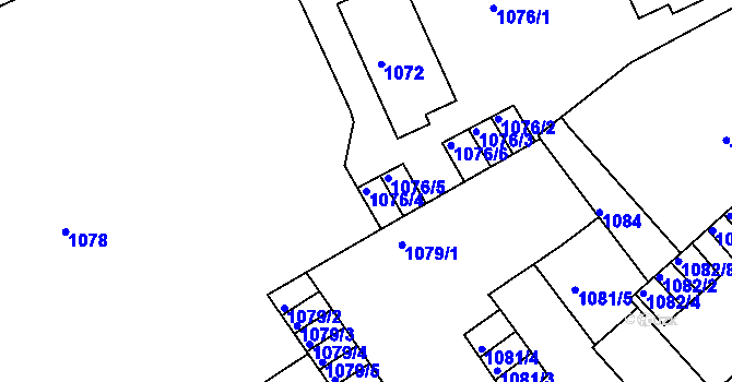 Parcela st. 1076/4 v KÚ Teplice, Katastrální mapa