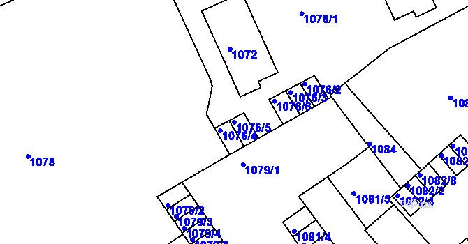 Parcela st. 1076/5 v KÚ Teplice, Katastrální mapa