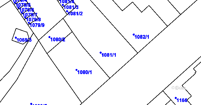 Parcela st. 1081/1 v KÚ Teplice, Katastrální mapa