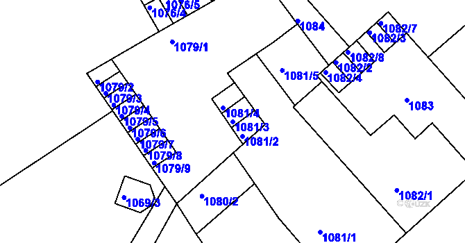 Parcela st. 1081/3 v KÚ Teplice, Katastrální mapa