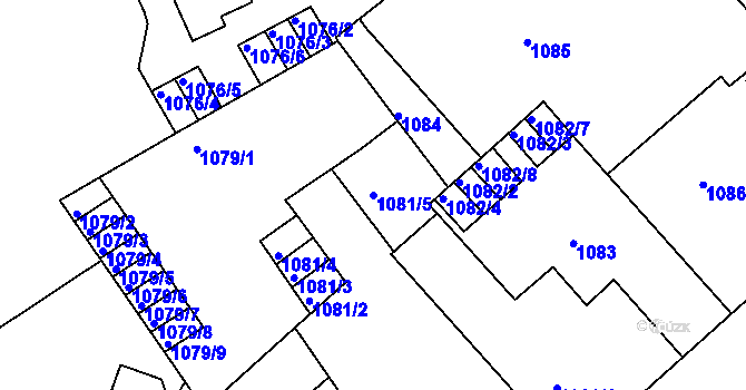 Parcela st. 1081/5 v KÚ Teplice, Katastrální mapa