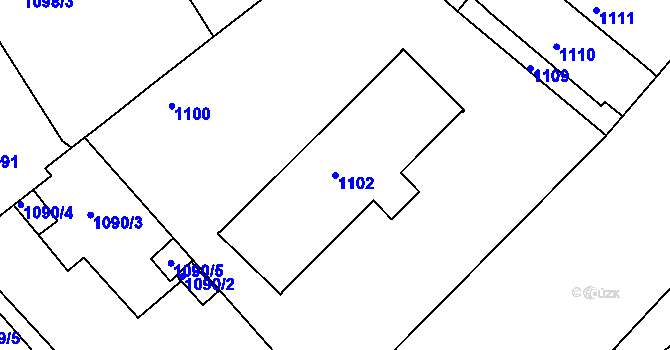 Parcela st. 1102 v KÚ Teplice, Katastrální mapa