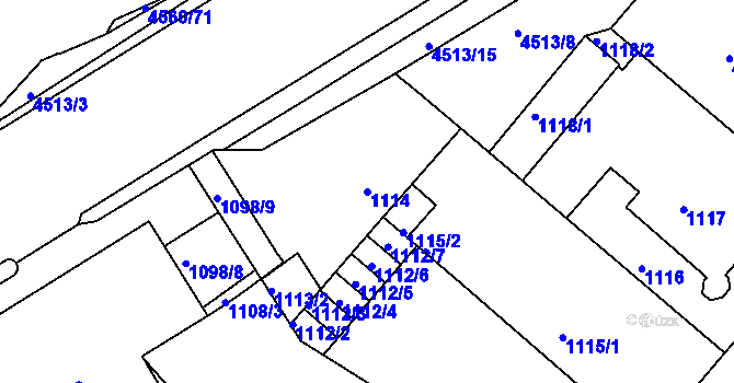 Parcela st. 1114 v KÚ Teplice, Katastrální mapa