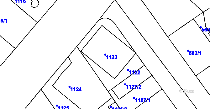 Parcela st. 1123 v KÚ Teplice, Katastrální mapa