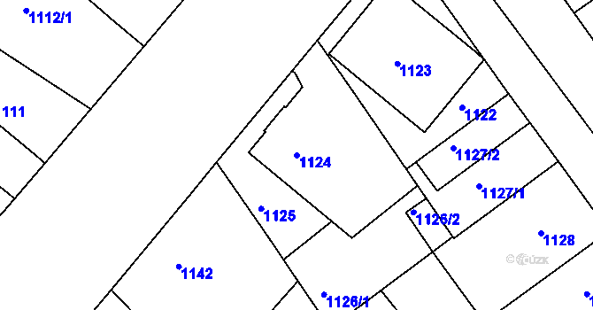 Parcela st. 1124 v KÚ Teplice, Katastrální mapa