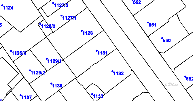 Parcela st. 1131 v KÚ Teplice, Katastrální mapa