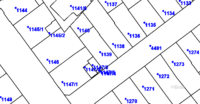 Parcela st. 1139 v KÚ Teplice, Katastrální mapa