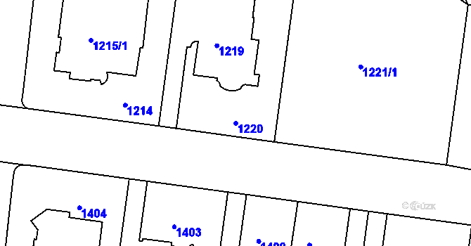 Parcela st. 1220 v KÚ Teplice, Katastrální mapa