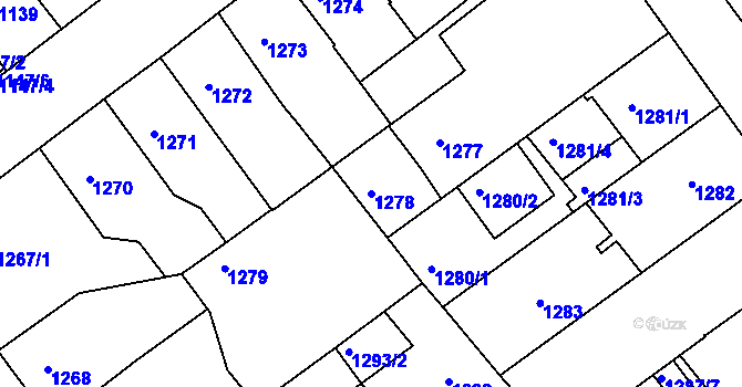 Parcela st. 1278 v KÚ Teplice, Katastrální mapa