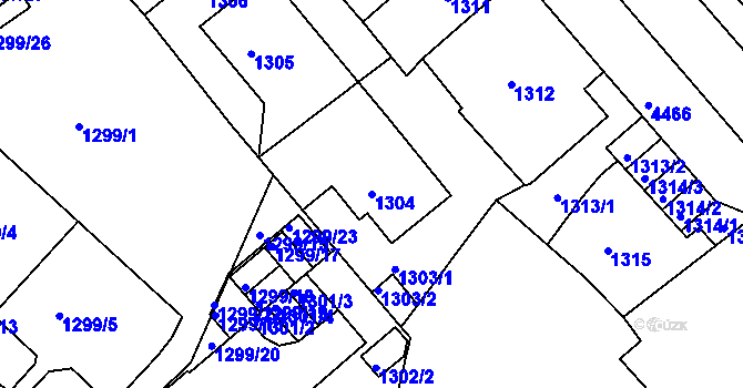 Parcela st. 1304 v KÚ Teplice, Katastrální mapa