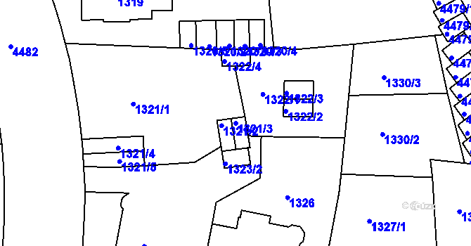Parcela st. 1321/3 v KÚ Teplice, Katastrální mapa
