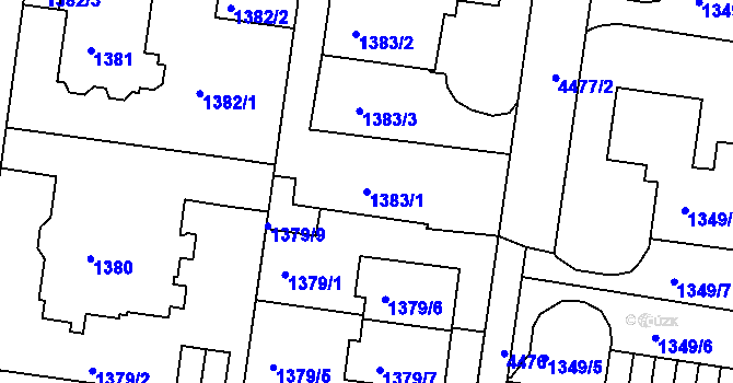 Parcela st. 1383/1 v KÚ Teplice, Katastrální mapa