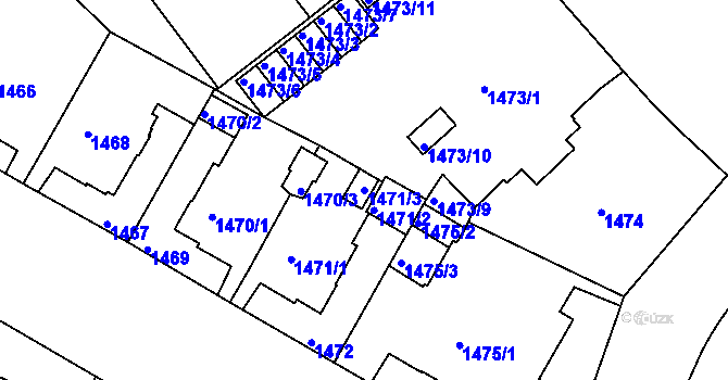 Parcela st. 1471/3 v KÚ Teplice, Katastrální mapa