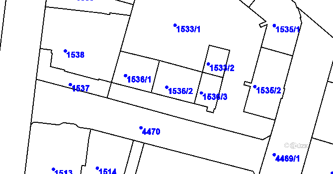 Parcela st. 1536/2 v KÚ Teplice, Katastrální mapa