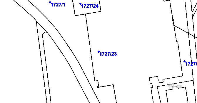 Parcela st. 1727/23 v KÚ Teplice, Katastrální mapa