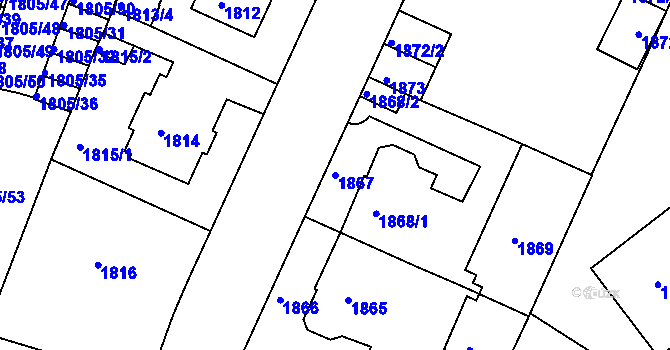 Parcela st. 1867 v KÚ Teplice, Katastrální mapa