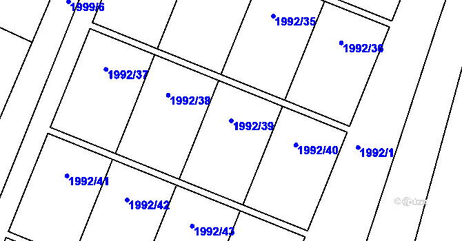 Parcela st. 1992/39 v KÚ Teplice, Katastrální mapa