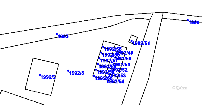 Parcela st. 1992/56 v KÚ Teplice, Katastrální mapa