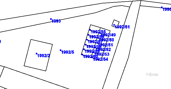 Parcela st. 1992/58 v KÚ Teplice, Katastrální mapa