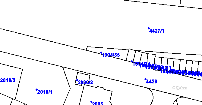 Parcela st. 1994/35 v KÚ Teplice, Katastrální mapa