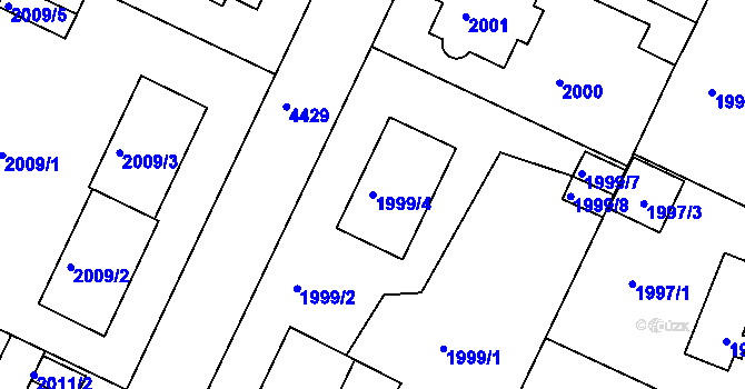 Parcela st. 1999/4 v KÚ Teplice, Katastrální mapa