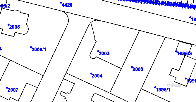 Parcela st. 2003 v KÚ Teplice, Katastrální mapa