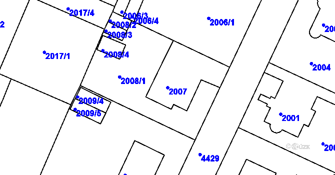 Parcela st. 2007 v KÚ Teplice, Katastrální mapa