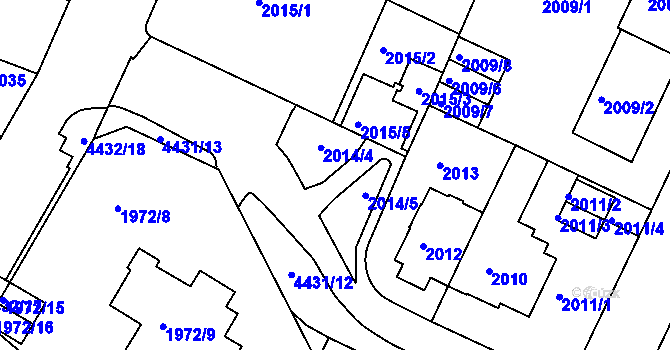 Parcela st. 2014 v KÚ Teplice, Katastrální mapa