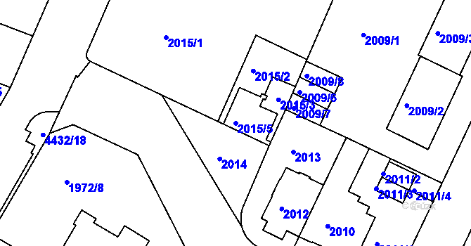 Parcela st. 2015/5 v KÚ Teplice, Katastrální mapa