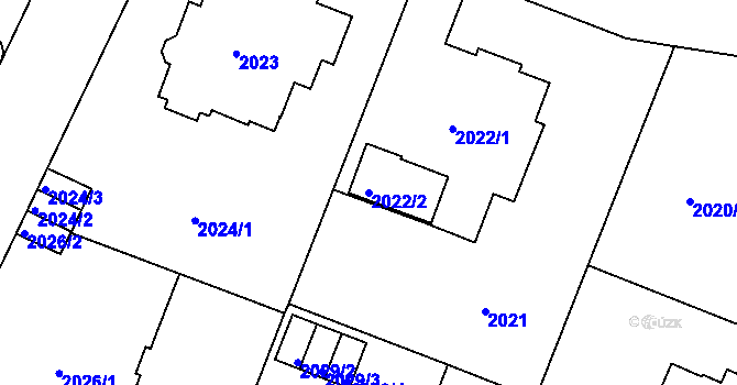 Parcela st. 2022/2 v KÚ Teplice, Katastrální mapa