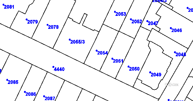 Parcela st. 2054 v KÚ Teplice, Katastrální mapa