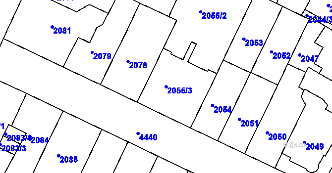 Parcela st. 2055/3 v KÚ Teplice, Katastrální mapa