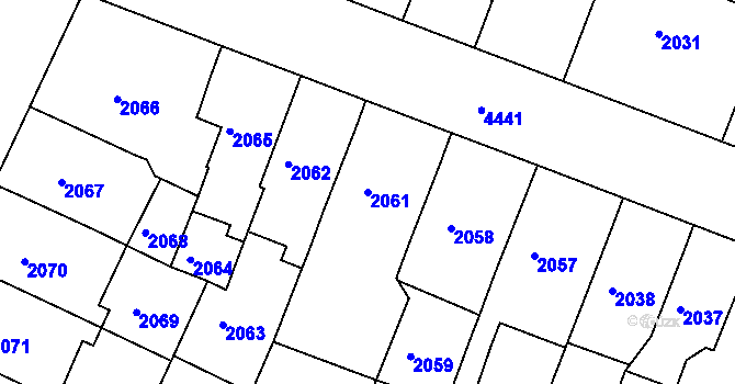 Parcela st. 2061 v KÚ Teplice, Katastrální mapa