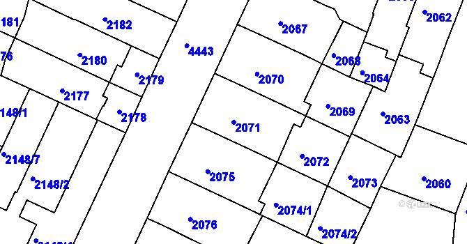 Parcela st. 2071 v KÚ Teplice, Katastrální mapa