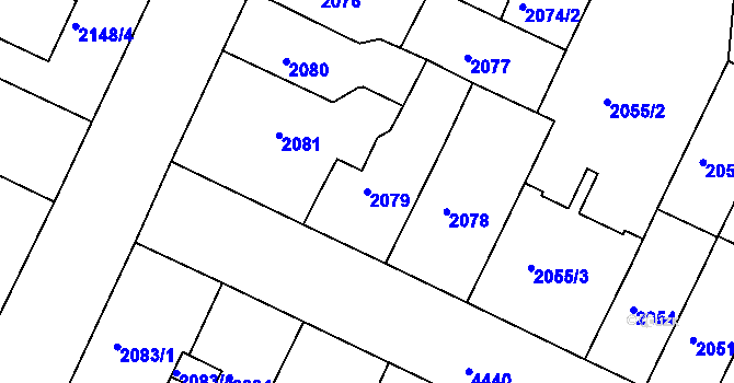 Parcela st. 2079 v KÚ Teplice, Katastrální mapa