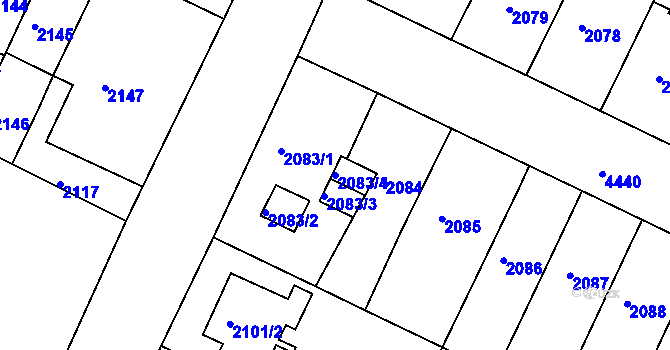 Parcela st. 2083/4 v KÚ Teplice, Katastrální mapa